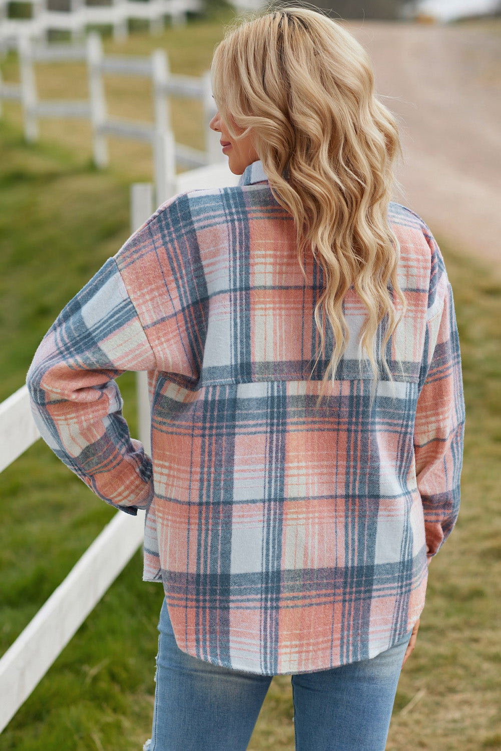 Daphne - Dropped Shoulder Plaid Jacket