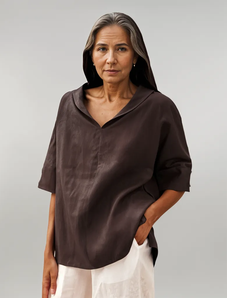 Anne |  Women's V-Neck Casual Linen Shirt