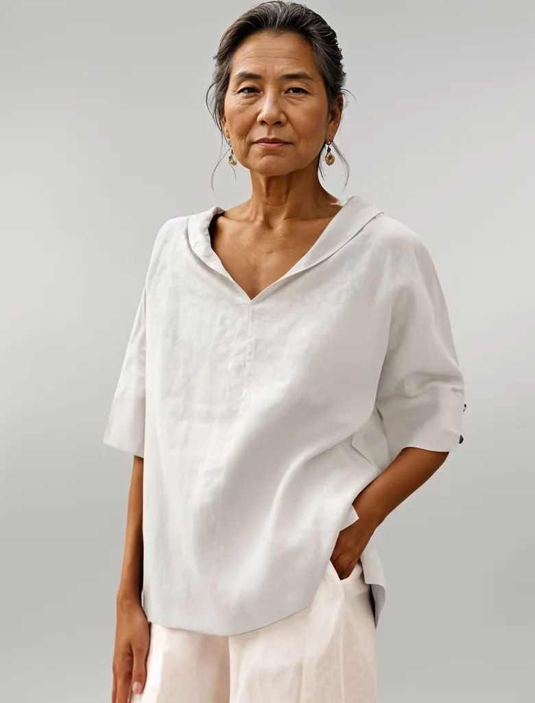 Anne |  Women's V-Neck Casual Linen Shirt