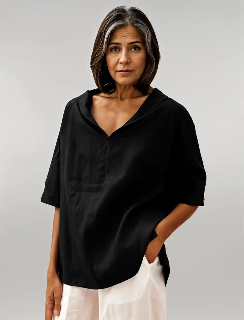 Anne |  Women's V-Neck Casual Linen Shirt