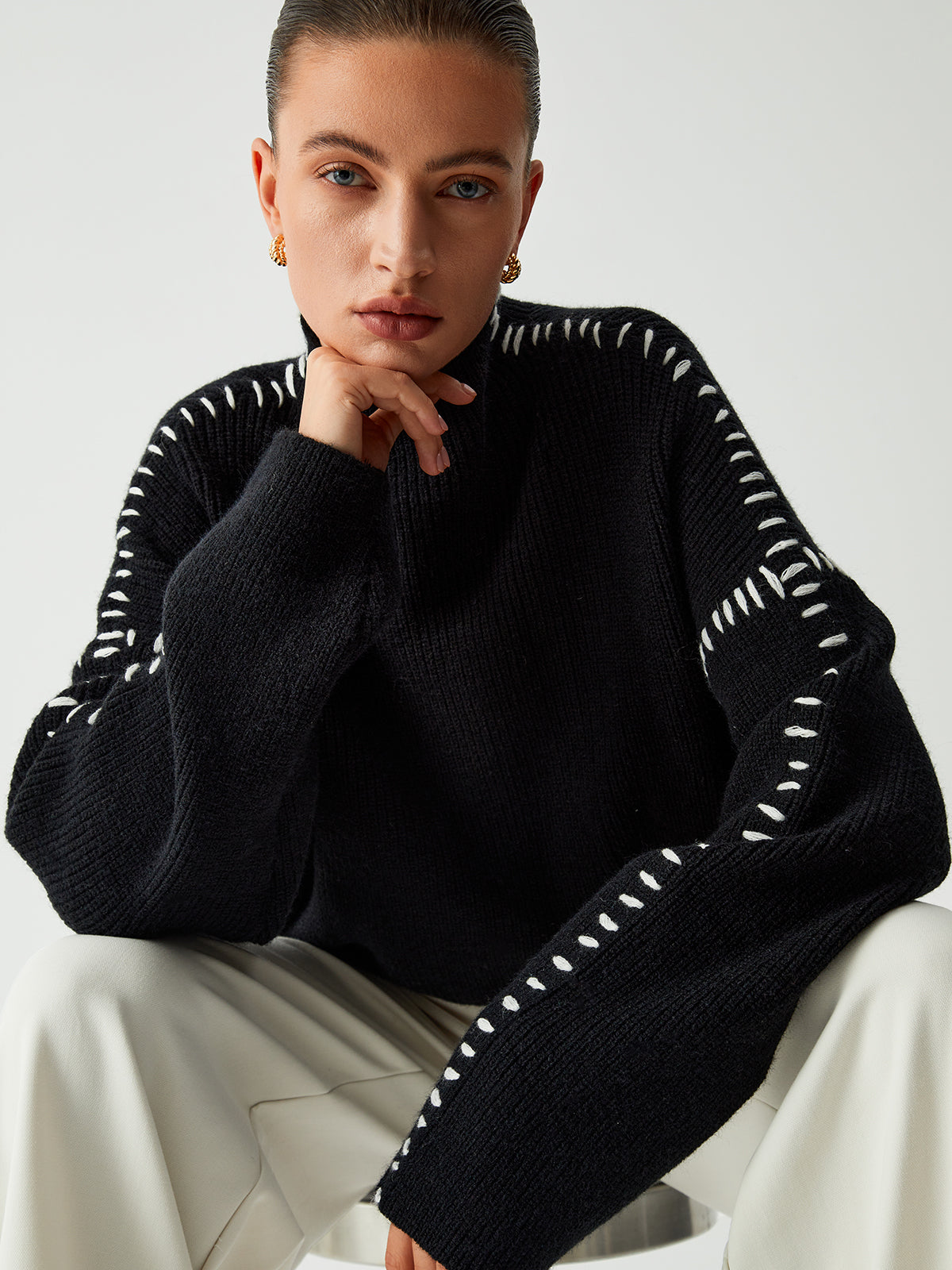 Mila™ - Turtleneck with Embroidery