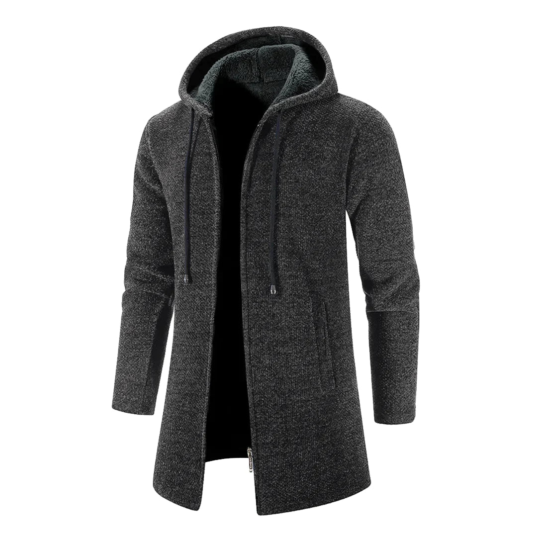 Dave™ | Medium-length Wool Cardigan with Hood