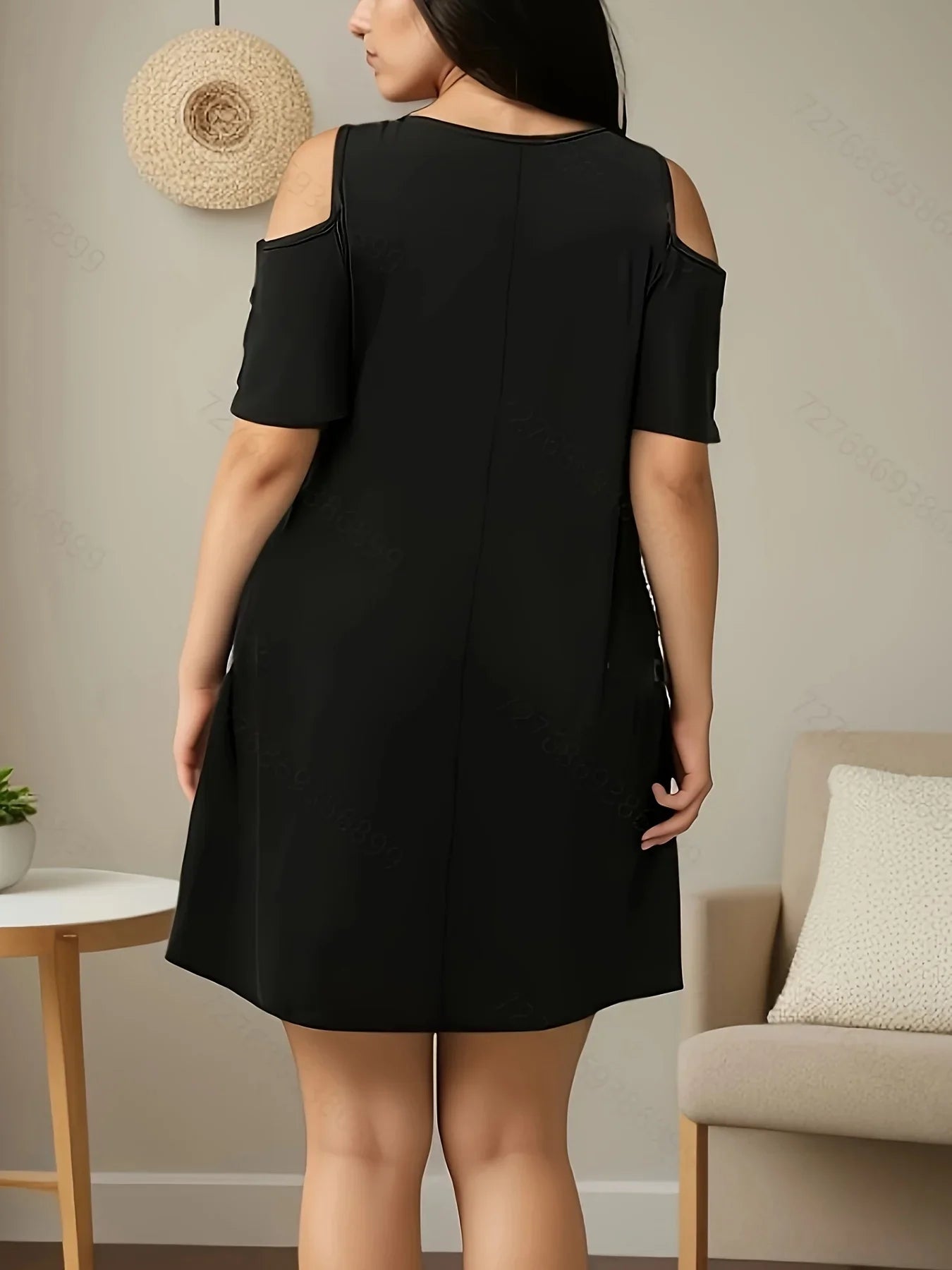 Caroline | Plus-Size Short Polyester Dress for Spring/Summer