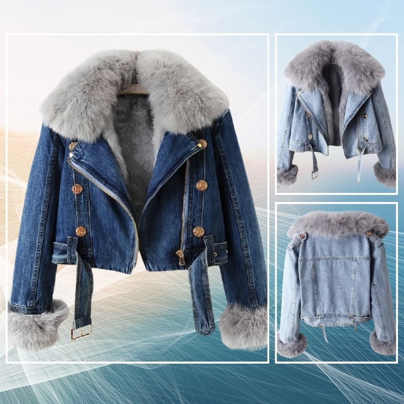 Jackie™️ | Elegant Denim and Faux Fur Jacket