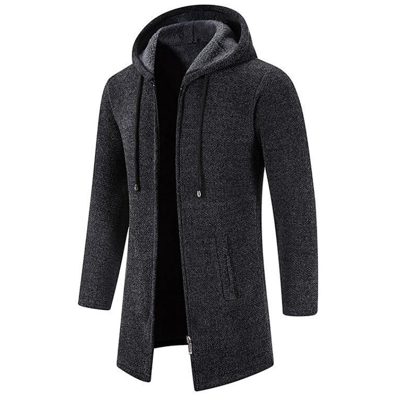 Dave™ | Medium-length Wool Cardigan with Hood