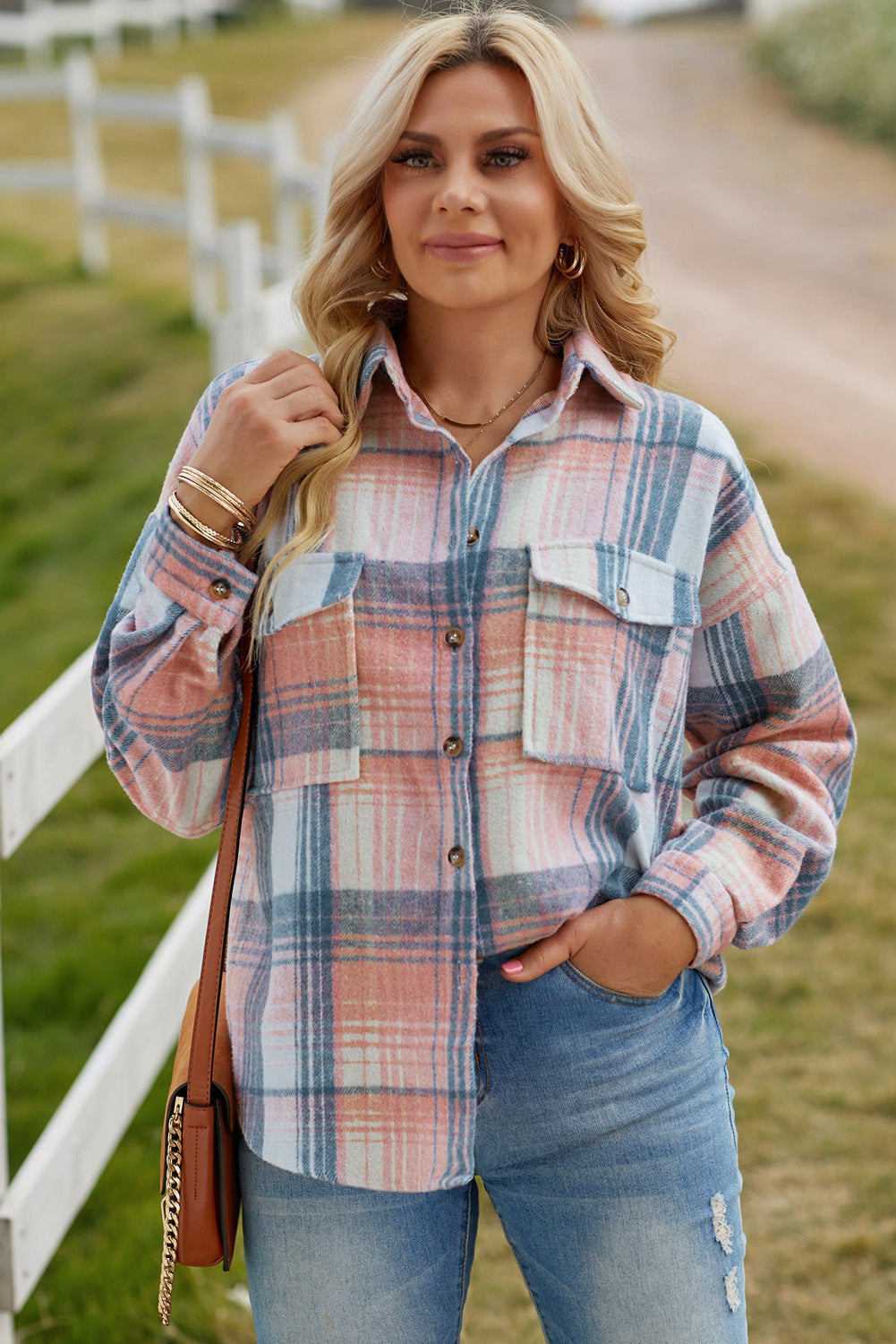 Daphne - Dropped Shoulder Plaid Jacket