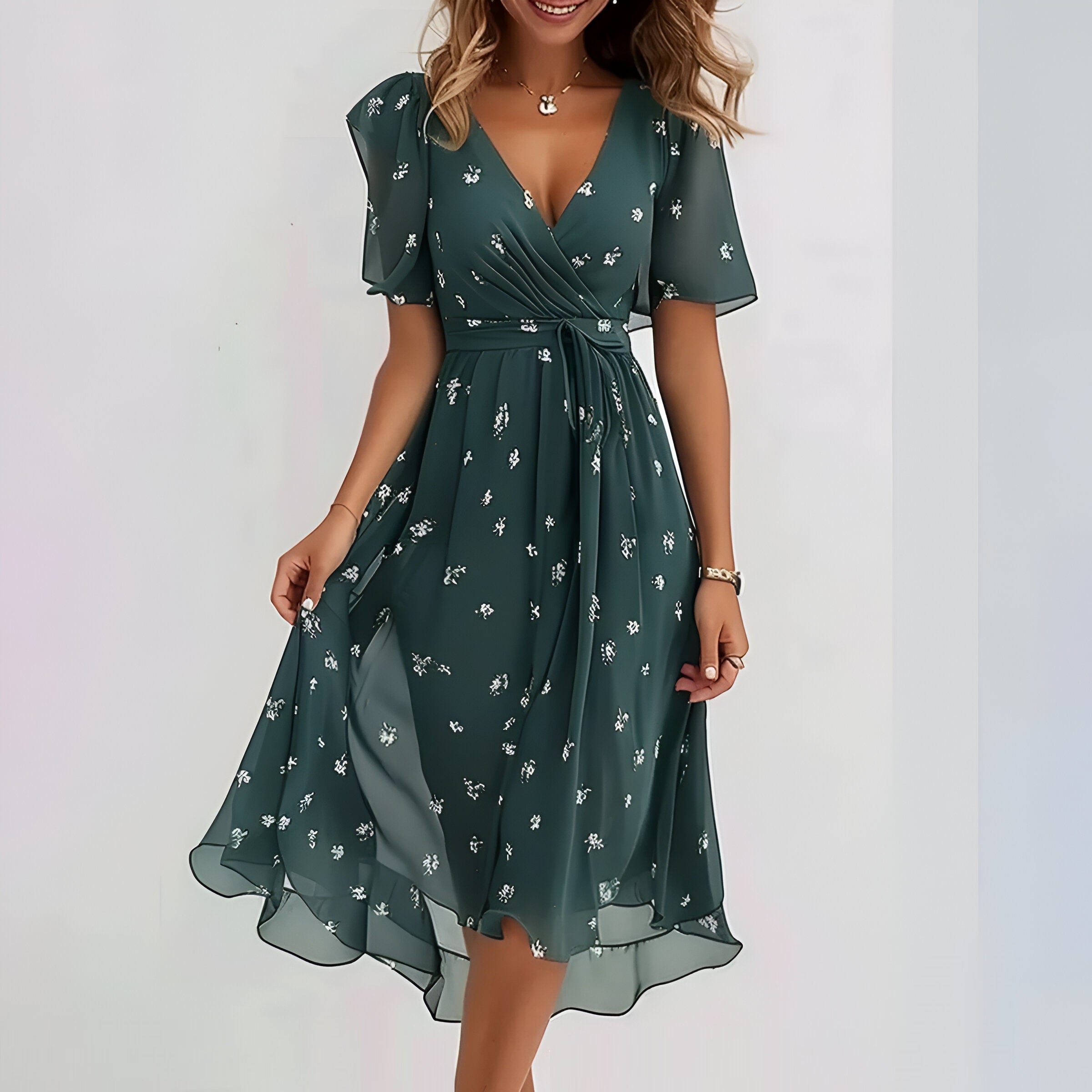 Claire | Midi Dress with Short Sleeves